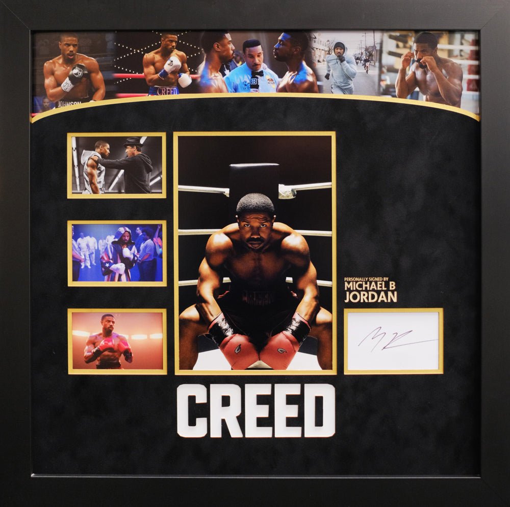 Creed Film tribute signed white card by Michael B Jordan - Memorabilia Framers Shop